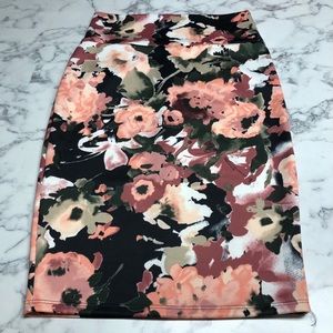 Floral High Waisted Pencil Skirt